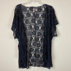 Bella D. Black Lace Floral Sheer Kimono